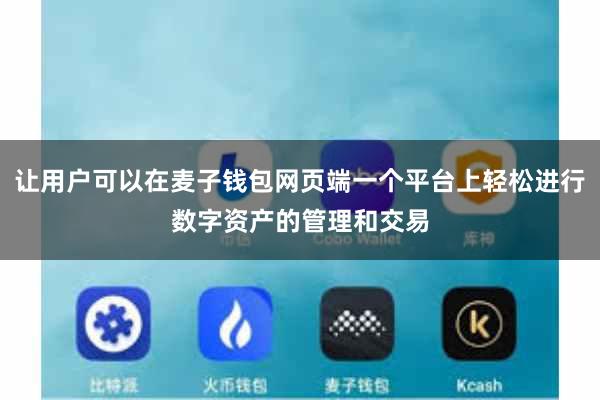 让用户可以在麦子钱包网页端一个平台上轻松进行数字资产的管理和交易